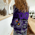 Custom NAIDOC Week 2024 Freo Women Casual Shirt Aboriginal Animals Keep The Fire Burning