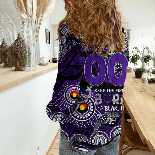 Custom NAIDOC Week 2024 Freo Women Casual Shirt Aboriginal Animals Keep The Fire Burning
