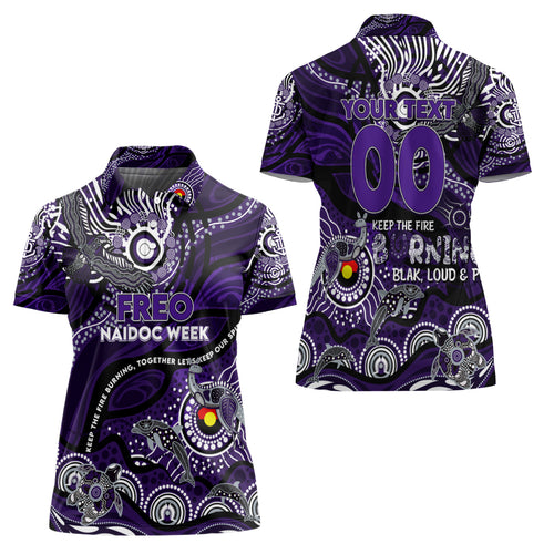 Custom NAIDOC Week 2024 Freo Women Polo Shirt Aboriginal Animals Keep The Fire Burning