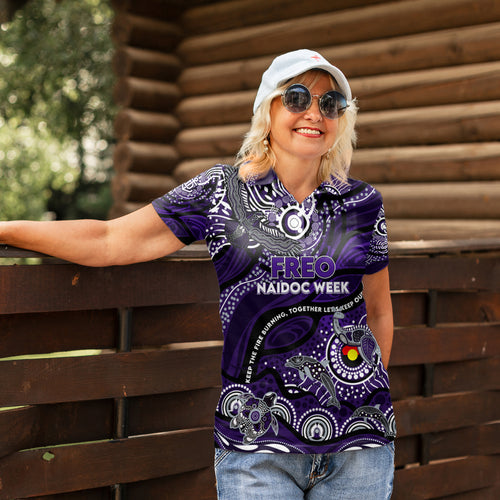 Custom NAIDOC Week 2024 Freo Women Polo Shirt Aboriginal Animals Keep The Fire Burning