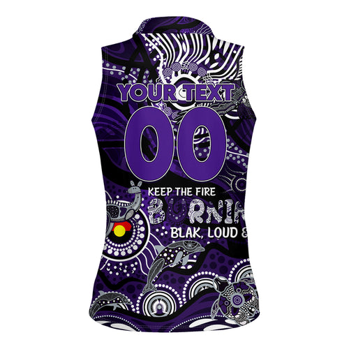 Custom NAIDOC Week 2024 Freo Women Sleeveless Polo Shirt Aboriginal Animals Keep The Fire Burning