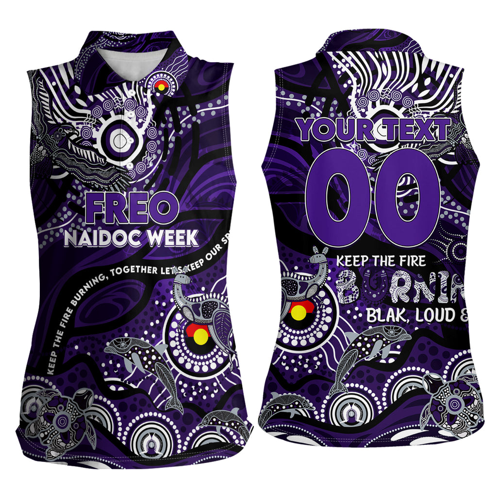 Custom NAIDOC Week 2024 Freo Women Sleeveless Polo Shirt Aboriginal Animals Keep The Fire Burning