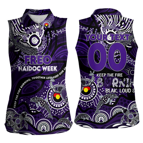 Custom NAIDOC Week 2024 Freo Women Sleeveless Polo Shirt Aboriginal Animals Keep The Fire Burning