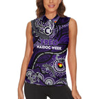 Custom NAIDOC Week 2024 Freo Women Sleeveless Polo Shirt Aboriginal Animals Keep The Fire Burning