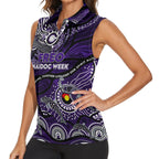 Custom NAIDOC Week 2024 Freo Women Sleeveless Polo Shirt Aboriginal Animals Keep The Fire Burning