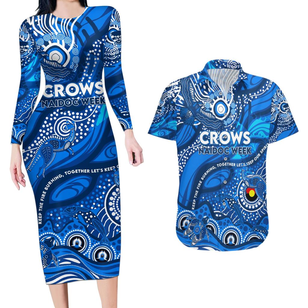 Custom NAIDOC Week 2024 Cats Couples Matching Long Sleeve Bodycon Dress and Hawaiian Shirt Aboriginal Animals Keep The Fire Burning