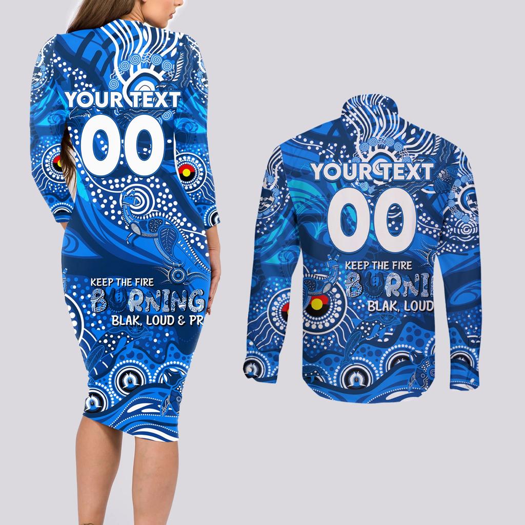 Custom NAIDOC Week 2024 Cats Couples Matching Long Sleeve Bodycon Dress and Long Sleeve Button Shirt Aboriginal Animals Keep The Fire Burning