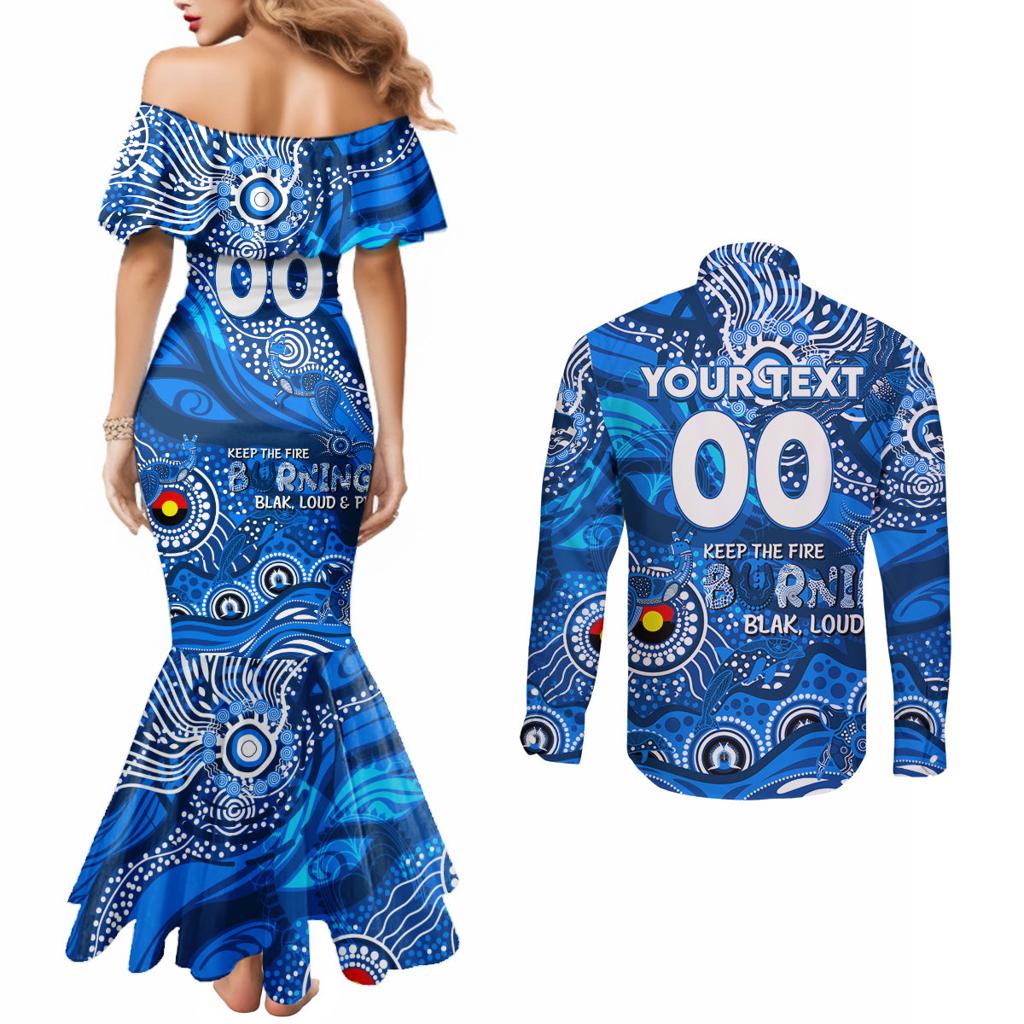 Custom NAIDOC Week 2024 Cats Couples Matching Mermaid Dress and Long Sleeve Button Shirt Aboriginal Animals Keep The Fire Burning