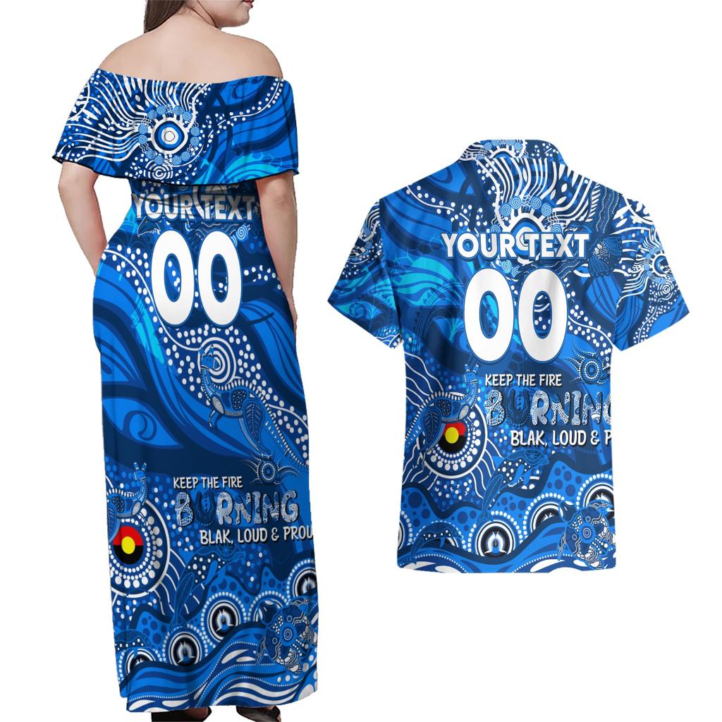 Custom NAIDOC Week 2024 Cats Couples Matching Off Shoulder Maxi Dress and Hawaiian Shirt Aboriginal Animals Keep The Fire Burning