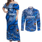 Custom NAIDOC Week 2024 Cats Couples Matching Off Shoulder Maxi Dress and Long Sleeve Button Shirt Aboriginal Animals Keep The Fire Burning