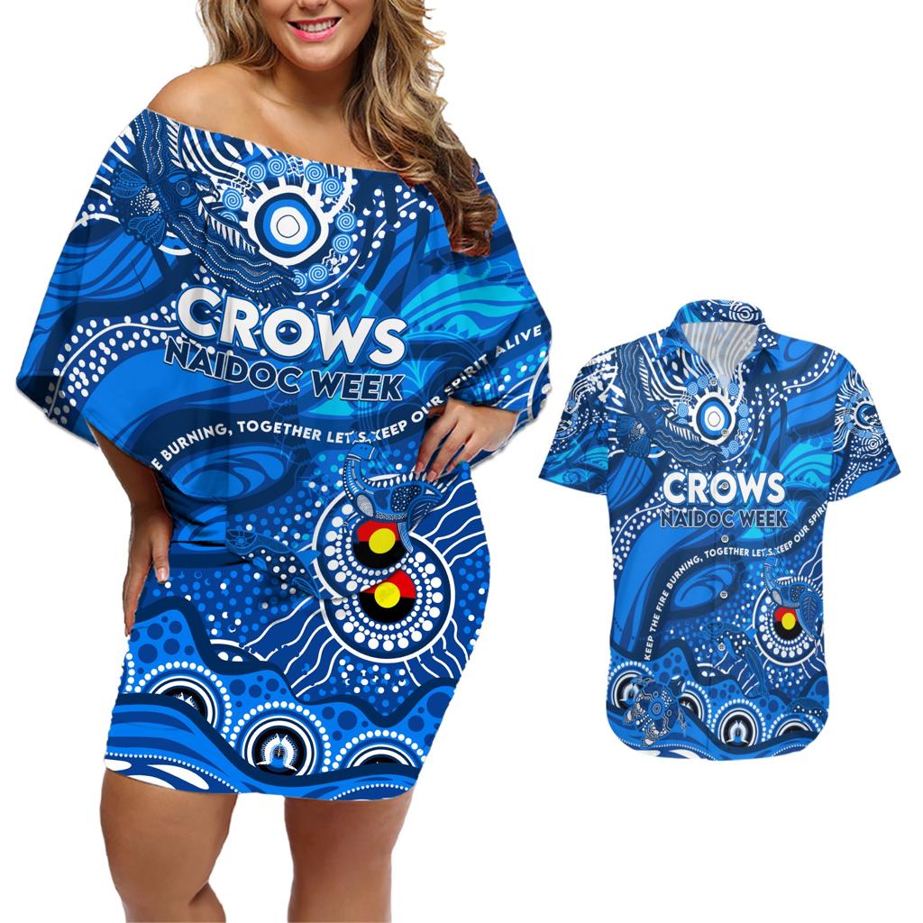 Custom NAIDOC Week 2024 Cats Couples Matching Off Shoulder Short Dress and Hawaiian Shirt Aboriginal Animals Keep The Fire Burning