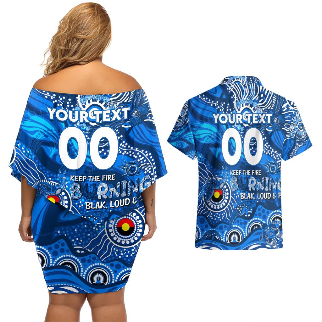 Custom NAIDOC Week 2024 Cats Couples Matching Off Shoulder Short Dress and Hawaiian Shirt Aboriginal Animals Keep The Fire Burning