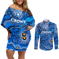 Custom NAIDOC Week 2024 Cats Couples Matching Off Shoulder Short Dress and Long Sleeve Button Shirt Aboriginal Animals Keep The Fire Burning
