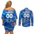 Custom NAIDOC Week 2024 Cats Couples Matching Off Shoulder Short Dress and Long Sleeve Button Shirt Aboriginal Animals Keep The Fire Burning