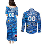 Custom NAIDOC Week 2024 Cats Couples Matching Puletasi and Long Sleeve Button Shirt Aboriginal Animals Keep The Fire Burning