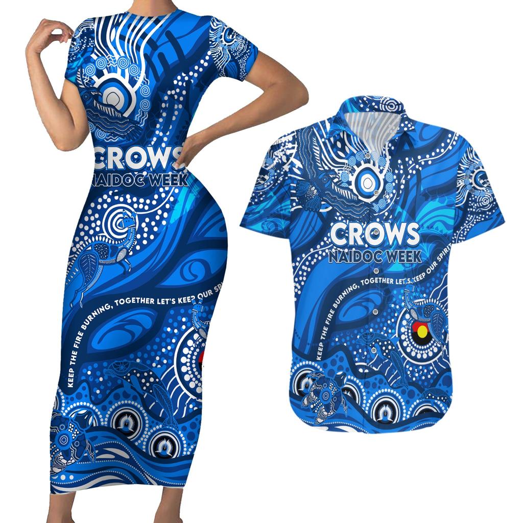 Custom NAIDOC Week 2024 Cats Couples Matching Short Sleeve Bodycon Dress and Hawaiian Shirt Aboriginal Animals Keep The Fire Burning