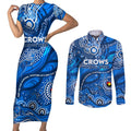 Custom NAIDOC Week 2024 Cats Couples Matching Short Sleeve Bodycon Dress and Long Sleeve Button Shirt Aboriginal Animals Keep The Fire Burning