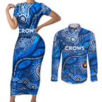 Custom NAIDOC Week 2024 Cats Couples Matching Short Sleeve Bodycon Dress and Long Sleeve Button Shirt Aboriginal Animals Keep The Fire Burning