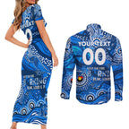 Custom NAIDOC Week 2024 Cats Couples Matching Short Sleeve Bodycon Dress and Long Sleeve Button Shirt Aboriginal Animals Keep The Fire Burning