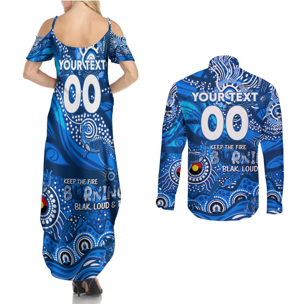 Custom NAIDOC Week 2024 Cats Couples Matching Summer Maxi Dress and Long Sleeve Button Shirt Aboriginal Animals Keep The Fire Burning