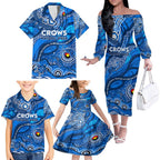 Custom NAIDOC Week 2024 Cats Family Matching Off The Shoulder Long Sleeve Dress and Hawaiian Shirt Aboriginal Animals Keep The Fire Burning