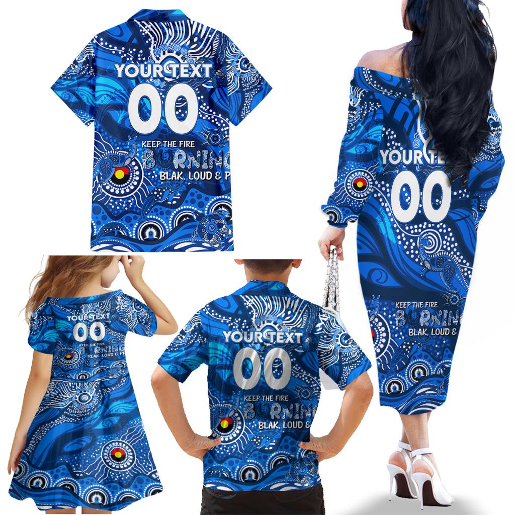 Custom NAIDOC Week 2024 Cats Family Matching Off The Shoulder Long Sleeve Dress and Hawaiian Shirt Aboriginal Animals Keep The Fire Burning