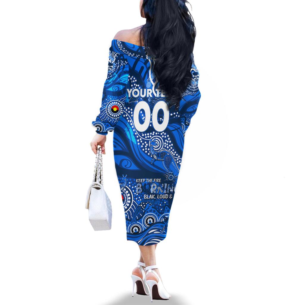 Custom NAIDOC Week 2024 Cats Family Matching Off The Shoulder Long Sleeve Dress and Hawaiian Shirt Aboriginal Animals Keep The Fire Burning