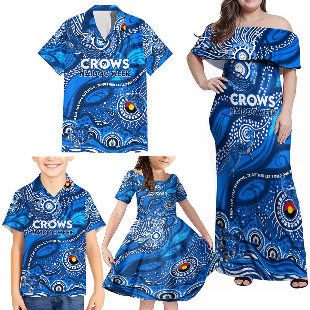 Custom NAIDOC Week 2024 Cats Family Matching Off Shoulder Maxi Dress and Hawaiian Shirt Aboriginal Animals Keep The Fire Burning