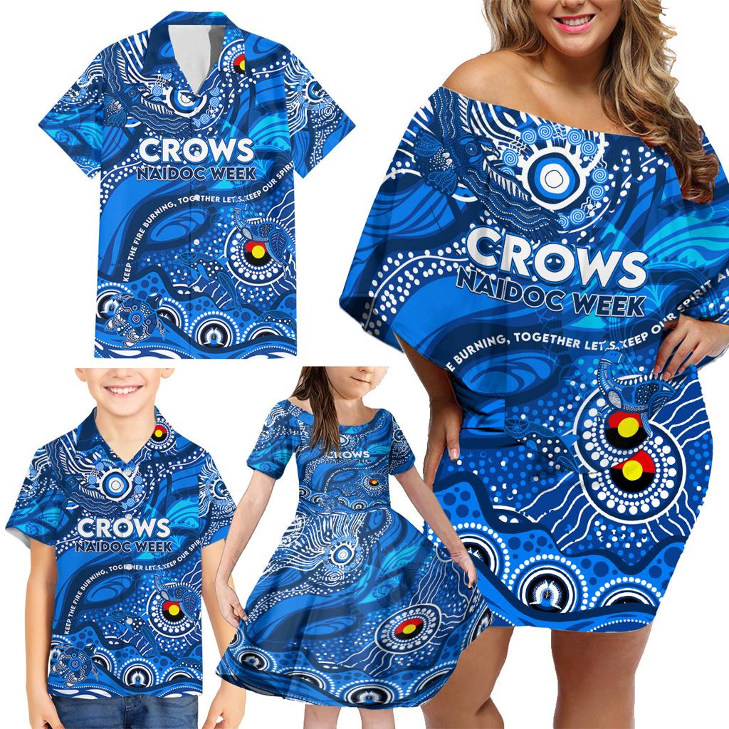 Custom NAIDOC Week 2024 Cats Family Matching Off Shoulder Short Dress and Hawaiian Shirt Aboriginal Animals Keep The Fire Burning