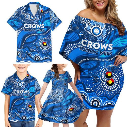 Custom NAIDOC Week 2024 Cats Family Matching Off Shoulder Short Dress and Hawaiian Shirt Aboriginal Animals Keep The Fire Burning
