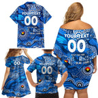 Custom NAIDOC Week 2024 Cats Family Matching Off Shoulder Short Dress and Hawaiian Shirt Aboriginal Animals Keep The Fire Burning