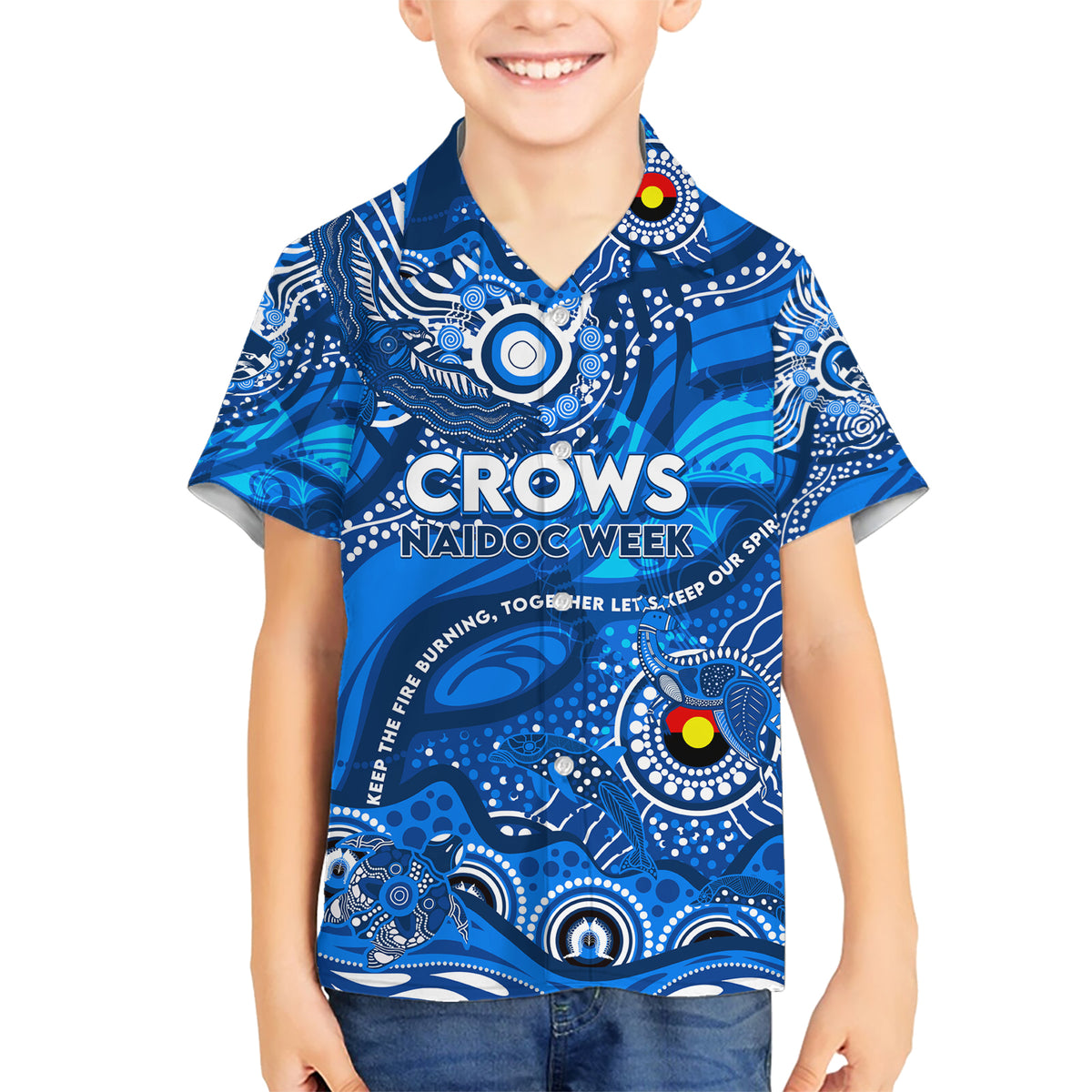 Custom NAIDOC Week 2024 Cats Kid Hawaiian Shirt Aboriginal Animals Keep The Fire Burning
