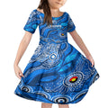 Custom NAIDOC Week 2024 Cats Kid Short Sleeve Dress Aboriginal Animals Keep The Fire Burning