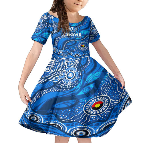 Custom NAIDOC Week 2024 Cats Kid Short Sleeve Dress Aboriginal Animals Keep The Fire Burning
