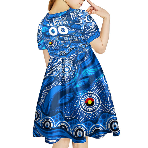 Custom NAIDOC Week 2024 Cats Kid Short Sleeve Dress Aboriginal Animals Keep The Fire Burning