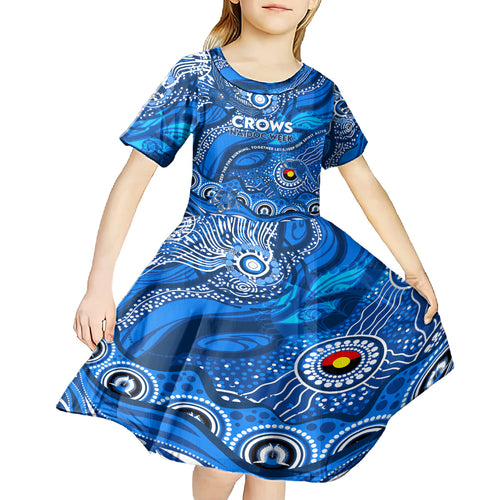 Custom NAIDOC Week 2024 Cats Kid Short Sleeve Dress Aboriginal Animals Keep The Fire Burning
