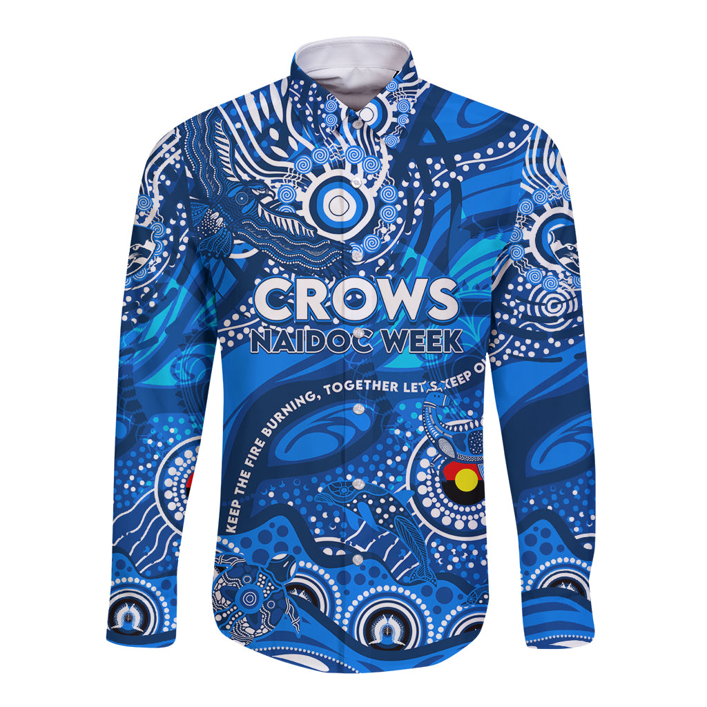Custom NAIDOC Week 2024 Cats Long Sleeve Button Shirt Aboriginal Animals Keep The Fire Burning