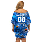 Custom NAIDOC Week 2024 Cats Off Shoulder Short Dress Aboriginal Animals Keep The Fire Burning