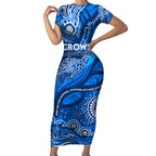Custom NAIDOC Week 2024 Cats Short Sleeve Bodycon Dress Aboriginal Animals Keep The Fire Burning