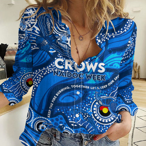 Custom NAIDOC Week 2024 Cats Women Casual Shirt Aboriginal Animals Keep The Fire Burning