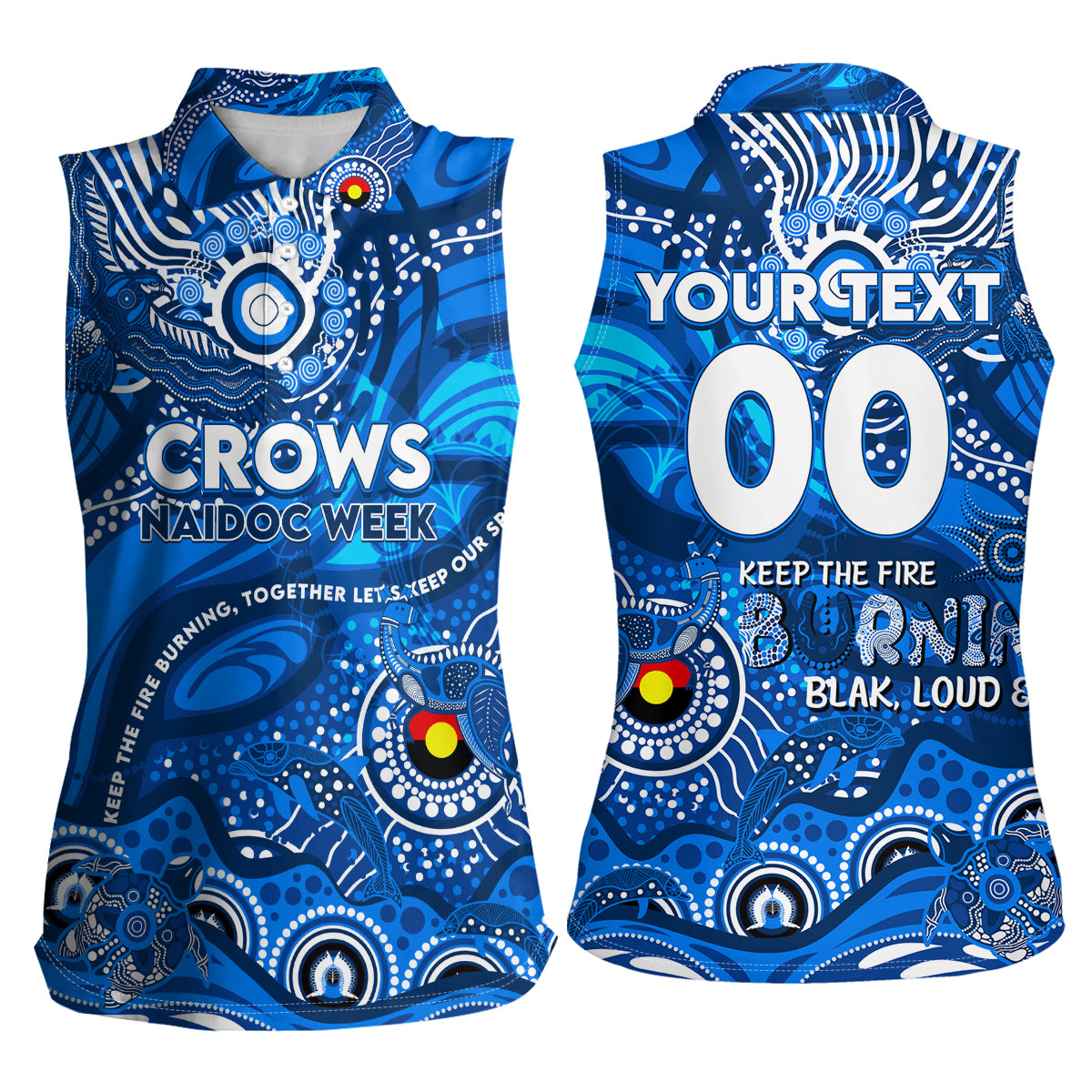 Custom NAIDOC Week 2024 Cats Women Sleeveless Polo Shirt Aboriginal Animals Keep The Fire Burning