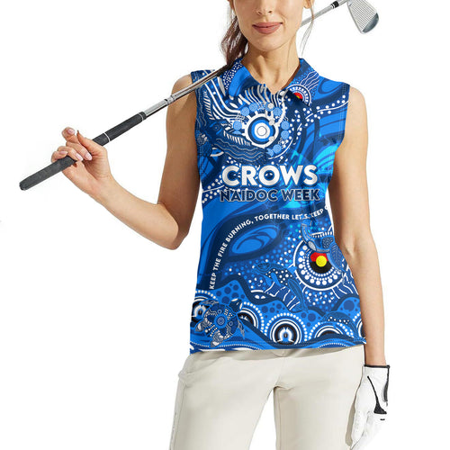 Custom NAIDOC Week 2024 Cats Women Sleeveless Polo Shirt Aboriginal Animals Keep The Fire Burning