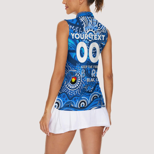 Custom NAIDOC Week 2024 Cats Women Sleeveless Polo Shirt Aboriginal Animals Keep The Fire Burning
