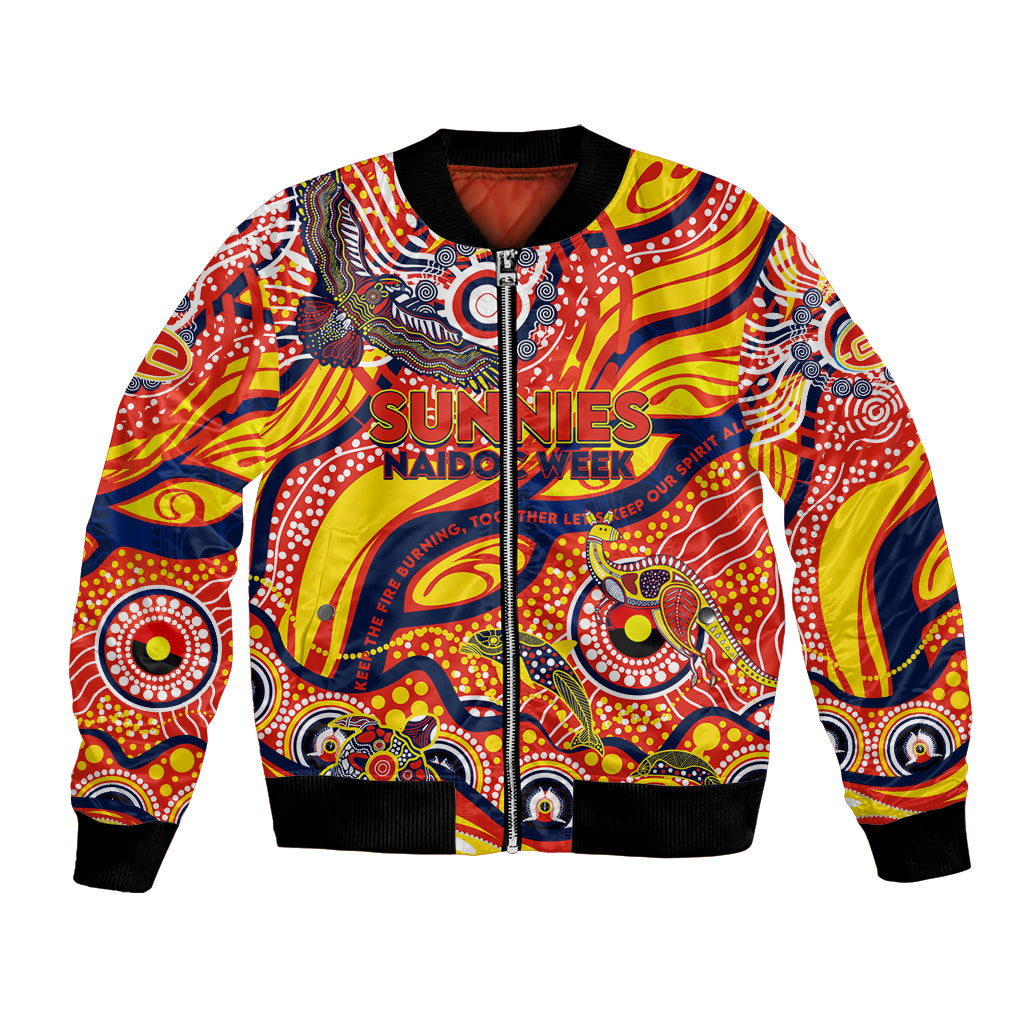 Custom NAIDOC Week 2024 Sunnies Bomber Jacket Aboriginal Animals Keep The Fire Burning