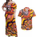 Custom NAIDOC Week 2024 Sunnies Couples Matching Off Shoulder Maxi Dress and Hawaiian Shirt Aboriginal Animals Keep The Fire Burning