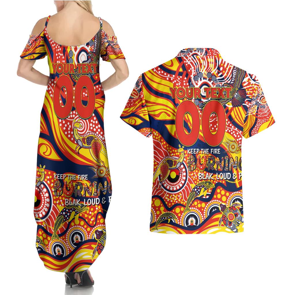 Custom NAIDOC Week 2024 Sunnies Couples Matching Summer Maxi Dress and Hawaiian Shirt Aboriginal Animals Keep The Fire Burning