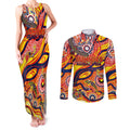 Custom NAIDOC Week 2024 Sunnies Couples Matching Tank Maxi Dress and Long Sleeve Button Shirt Aboriginal Animals Keep The Fire Burning