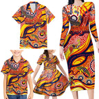 Custom NAIDOC Week 2024 Sunnies Family Matching Long Sleeve Bodycon Dress and Hawaiian Shirt Aboriginal Animals Keep The Fire Burning