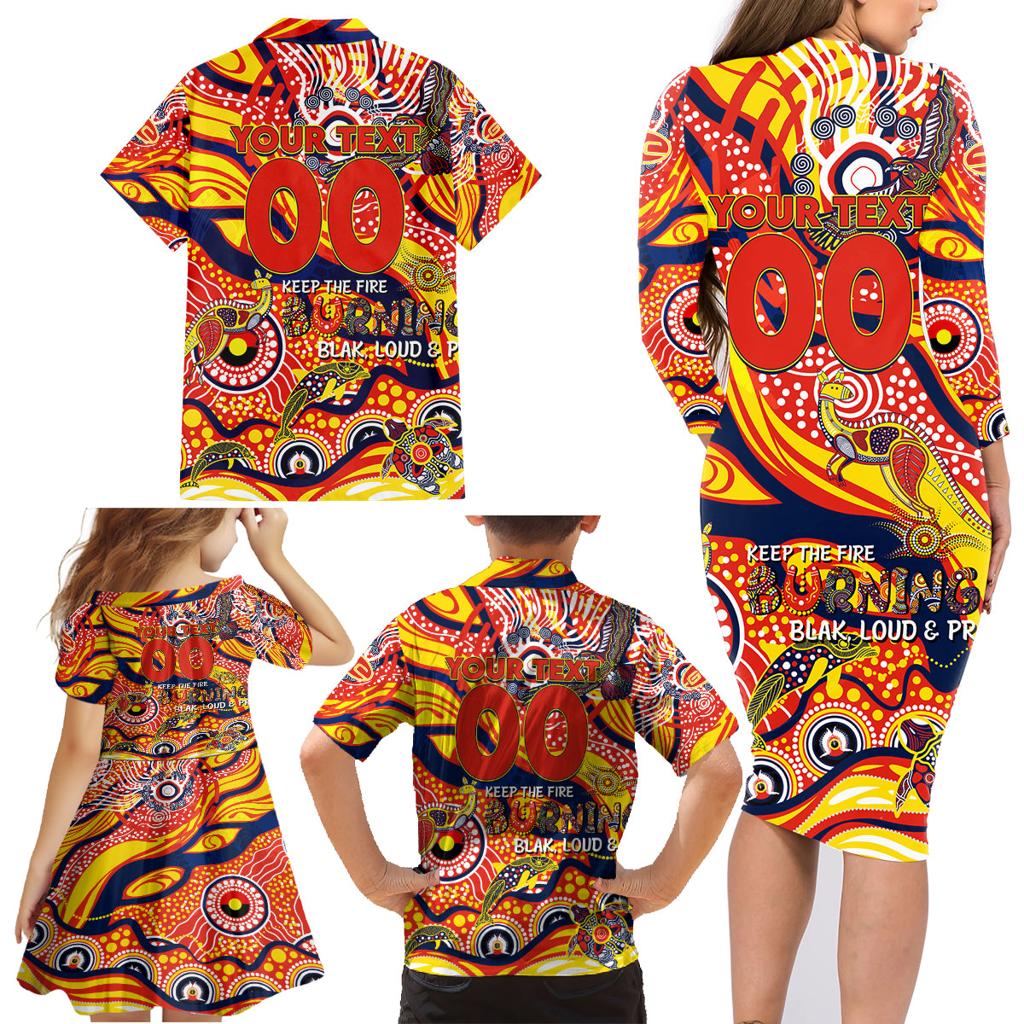 Custom NAIDOC Week 2024 Sunnies Family Matching Long Sleeve Bodycon Dress and Hawaiian Shirt Aboriginal Animals Keep The Fire Burning