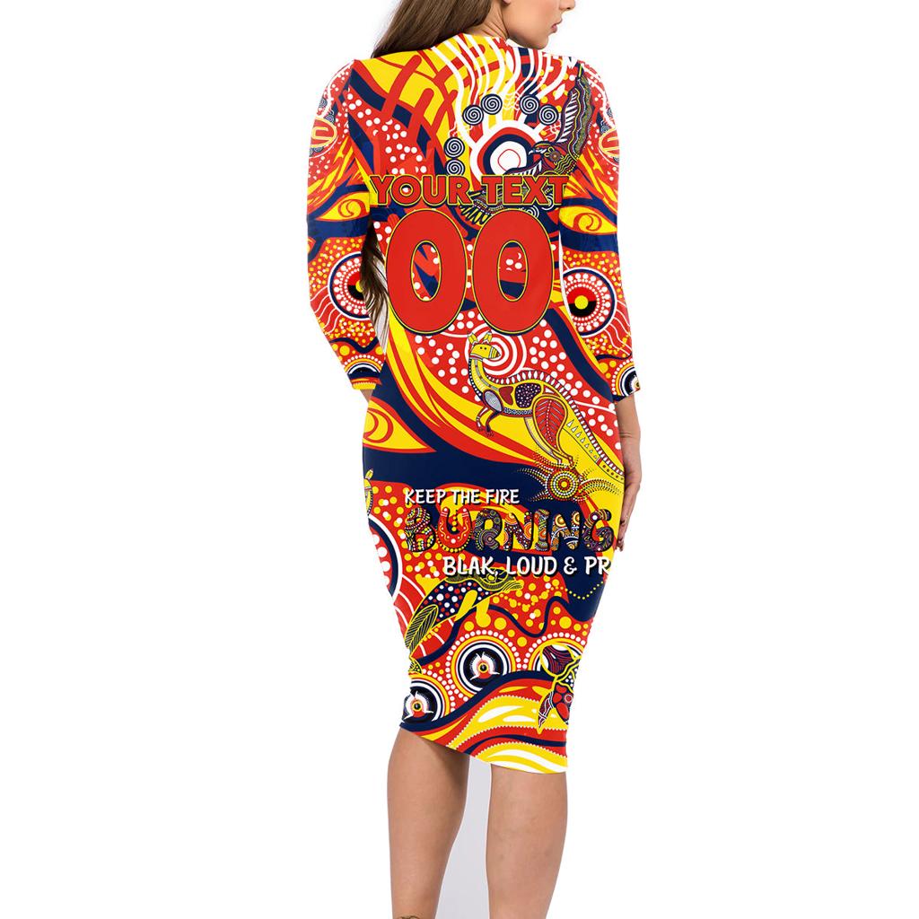 Custom NAIDOC Week 2024 Sunnies Family Matching Long Sleeve Bodycon Dress and Hawaiian Shirt Aboriginal Animals Keep The Fire Burning